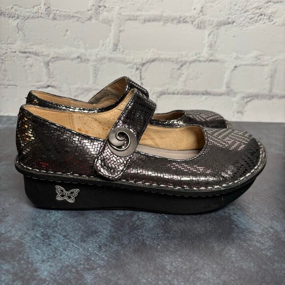 Alegria Paloma Pewter Dazzler Mary Jane Comfort Shoes Leather Women's 37- 7/7.5 - Picture 2 of 11